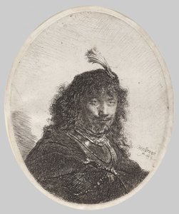 Önarckép tollas sapkával és leengedett karddal alkotó: Rembrandt van Rijn