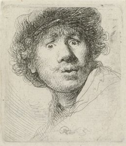 Önarckép berettel és tágra nyílt szemmel, 1630 alkotó: Rembrandt van Rijn