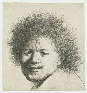 Önarckép hosszú, dús hajjal: csak fej alkotó: Rembrandt van Rijn
