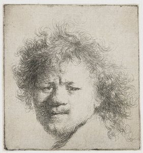 Önarckép hosszú, dús hajjal: csak fej alkotó: Rembrandt van Rijn