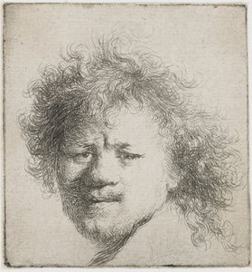 Önarckép, hosszú, bozontos hajjal: csak fej, 1631 körül. alkotó: Rembrandt van Rijn