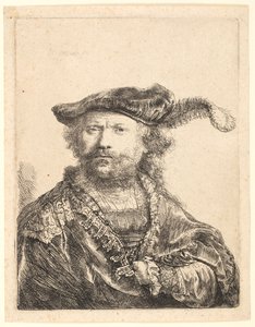Önarckép bársonysapkában, tollakkal alkotó: Rembrandt van Rijn
