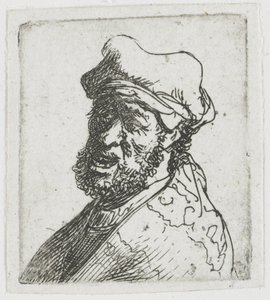Férfi fejekről készült tanulmányok gyűjteménye: kiáltó férfi, háromnegyedes baloldali nézet: mellszobor alkotó: Rembrandt van Rijn
