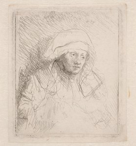 Beteg nő, nagy fehér fejdísszel (Saskia) alkotó: Rembrandt van Rijn