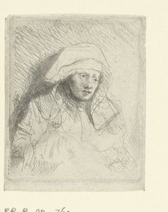 Beteg nő, nagy fehér fejdísszel (Saskia) alkotó: Rembrandt van Rijn