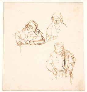 Vázlat két tanulmány egy nőről és egy tanulmány egy férfiról alkotó: Rembrandt van Rijn