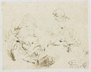 Kis tanulmány a beteg nő fejéről alkotó: Rembrandt van Rijn