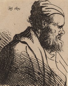 Csupasz orrú férfi sapkában, 1630-ban vagy előtte. alkotó: Rembrandt van Rijn