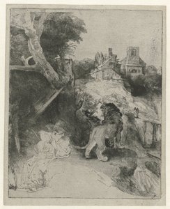 Szent Jeromos olasz tájon olvas Szent Jeromos olvas egy olasz tájon alkotó: Rembrandt van Rijn