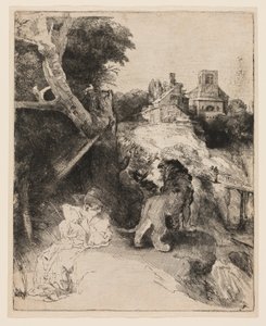 Szent Jeromos olasz tájon olvas alkotó: Rembrandt van Rijn