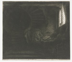 Szent Jeromos egy sötét kamrában alkotó: Rembrandt van Rijn