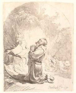 Imádkozó Szent Jeromos: íves lenyomat alkotó: Rembrandt van Rijn