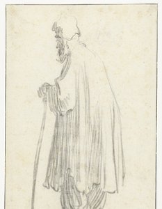 Álló ember bottal, balra fordulva alkotó: Rembrandt van Rijn