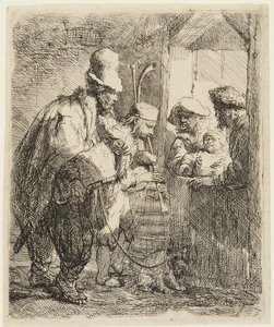 Vándorzenészek alkotó: Rembrandt van Rijn