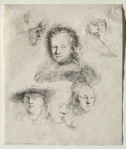 A Saskia és mások vezetőjének tanulmányai alkotó: Rembrandt van Rijn