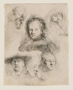 Saskia fejének és másoknak a tanulmányai alkotó: Rembrandt van Rijn