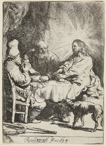 Vacsora Emmausban (kis tál) alkotó: Rembrandt van Rijn