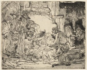 A Pásztorok imádása: A lámpával alkotó: Rembrandt van Rijn