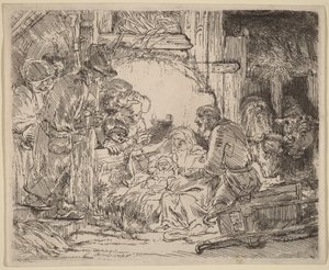 A pásztorok imádása: a lámpával alkotó: Rembrandt van Rijn