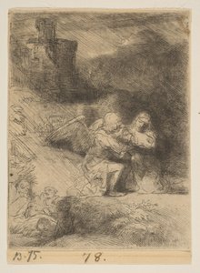 Az Agónia a kertben, kb. 1652. alkotó: Rembrandt van Rijn