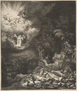 A pásztoroknak megjelenő angyal, 1634. alkotó: Rembrandt van Rijn
