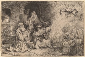 A Tóbiás családból távozó angyal alkotó: Rembrandt van Rijn