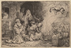 Az angyal távozik Tóbiás családjától alkotó: Rembrandt van Rijn