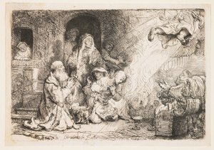 Tóbiás családjából távozó angyal alkotó: Rembrandt van Rijn