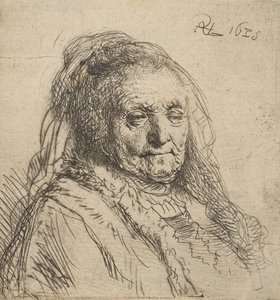 A művész anyja: fej és mell, háromnegyed jobbra, 1628., 1628. alkotó: Rembrandt van Rijn