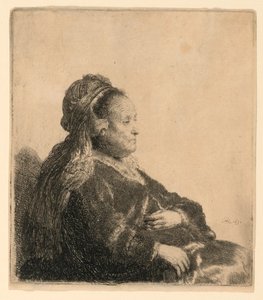 A művész anyja ülve, keleti fejdíszben: félhosszú alkotó: Rembrandt van Rijn