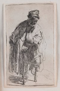 A koldus fa lábbal alkotó: Rembrandt van Rijn