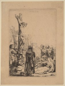 A keresztre feszítés: kis tányér alkotó: Rembrandt van Rijn