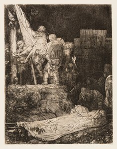 A keresztről való leszállás fáklyafénynél alkotó: Rembrandt van Rijn