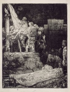 A keresztről való levétel fáklyafényben alkotó: Rembrandt van Rijn