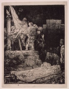 A keresztről való levétel fáklyafényben alkotó: Rembrandt van Rijn