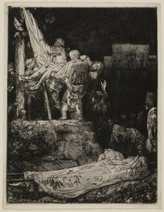 A keresztről való levétel fáklyafényben alkotó: Rembrandt van Rijn