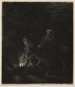 A menekülés Egyiptomba (éjszakai darab) alkotó: Rembrandt van Rijn