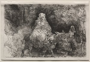 Repülés Egyiptomba: Átkelés egy patakon, 1654. alkotó: Rembrandt van Rijn