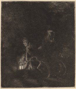 Repülés Egyiptomba: éjszakai darab alkotó: Rembrandt van Rijn