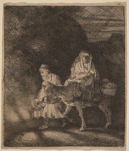 A menekülés Egyiptomba: egy éjszakai darab alkotó: Rembrandt van Rijn