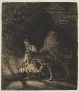 A repülés Egyiptomba: egy éjszakai darab, 1651. alkotó: Rembrandt van Rijn