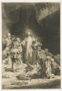 A száz guldenes metszet: a középső rész, amelyen Krisztus prédikál alkotó: Rembrandt van Rijn