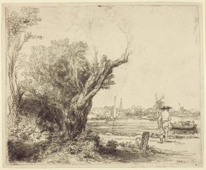 Az Omval, 1645 (maratás és szárazhús papíron) alkotó: Rembrandt van Rijn