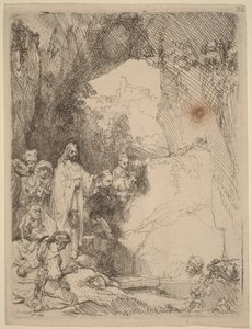 Lázár feltámasztása: kis tál alkotó: Rembrandt van Rijn