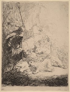 A kis oroszlán vadászat (két oroszlánnal) alkotó: Rembrandt van Rijn