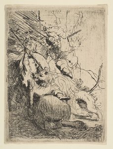 A kis oroszlánvadászat egy oroszlánnal, kb. 1629. alkotó: Rembrandt van Rijn