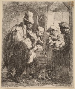 A vándorzenészek alkotó: Rembrandt van Rijn
