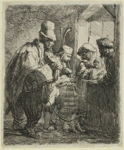 A vándorzenészek alkotó: Rembrandt van Rijn