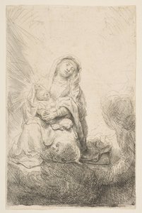 Szűz és gyermek a felhőkben, 1641. alkotó: Rembrandt van Rijn