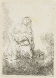 A Szűz és a Gyermek a felhőkben alkotó: Rembrandt van Rijn